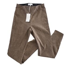 Dear John Brown Faux Suede Pull On Skinny Pants NWT Ankle Zip Leggings 30